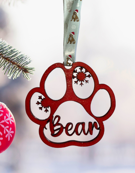 Personalised Christmas Dog Paw Print Bauble