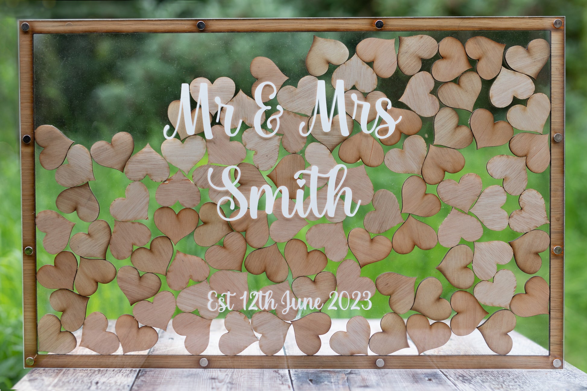 Modern Custom Engraved Acrylic and Wood Wedding Guest Book Sign