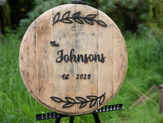 Personalized Wedding Sign - Oak Barrel