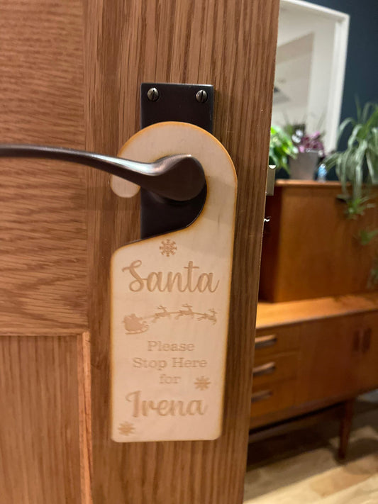 Santa Stop Here Door Hanger Personalised