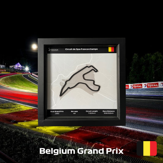 F1 2022 Circuit Map - Formula One Spa Track  Wall Art in Black Square Frame Belgian Grand Prix