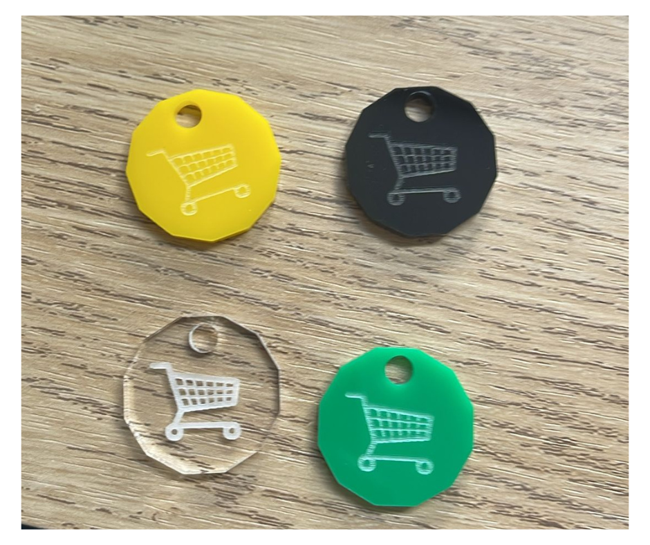 Trolley Coin Token Removable Supermarket £1 One Pound Shopping Cart Holder