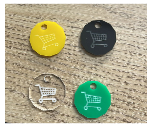 Trolley Coin Token Removable Supermarket £1 One Pound Shopping Cart Holder