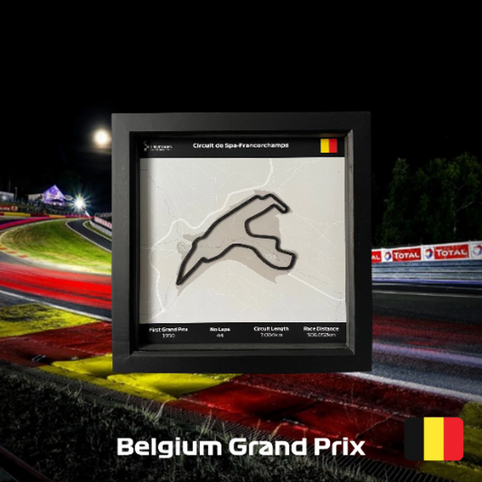 Spa Track Wall Art in Black Square Frame Belgian Grand Prix