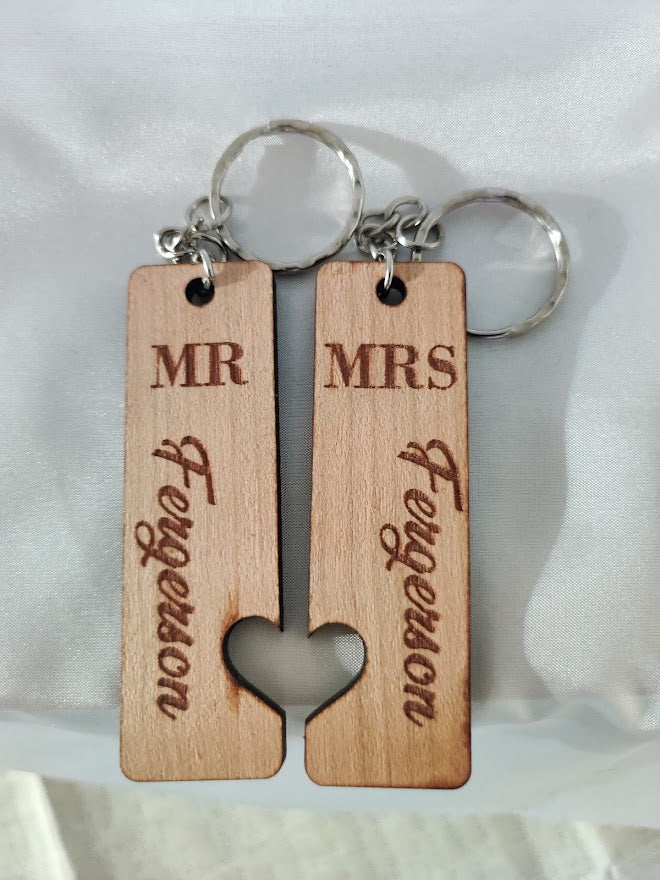 Custom Engraved Love Heart Keyrings