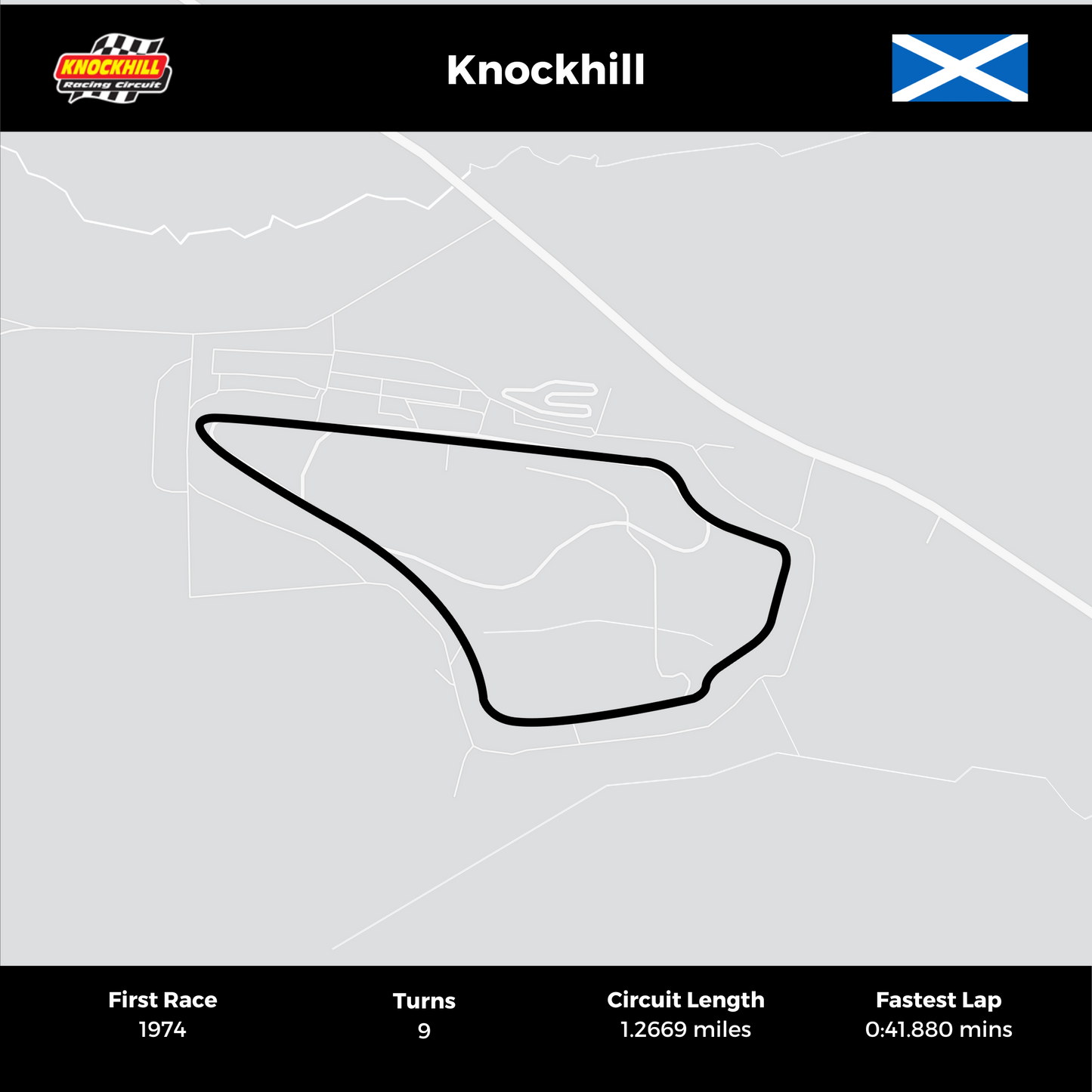 Knockhill Track Wall Art in Black Square Frame