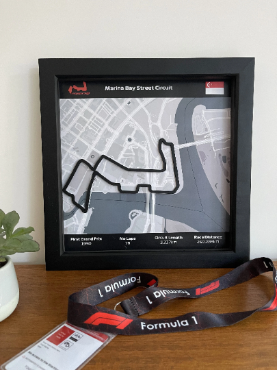 Singapore Marina Bay Track Wall Art in Black Square FrameWall Art in Black Square Frame - Grand Prix