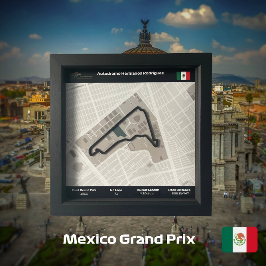 Mexico City Track Wall Art in Black Square Frame Mexico Grand Prix