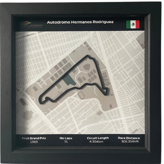 Mexico City Track Wall Art in Black Square Frame Mexico Grand Prix