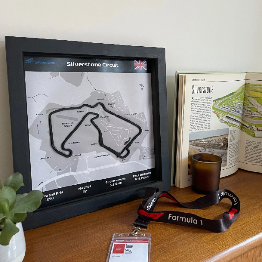 Silverstone Race Track Wall Art in Black Square Frame - British Grand Prix