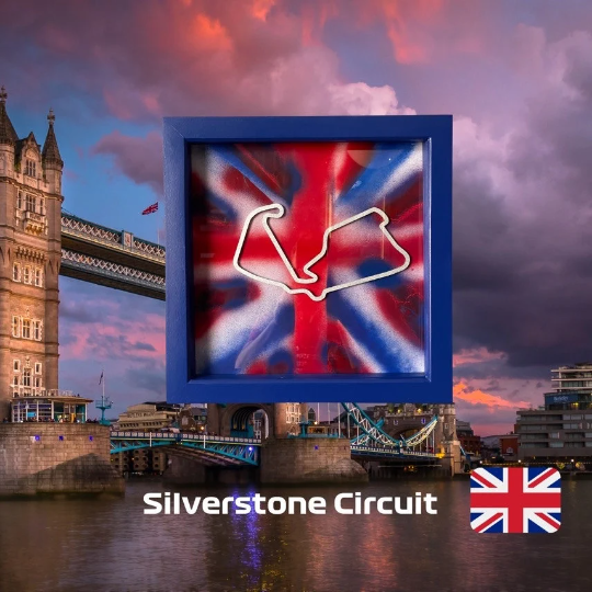 Silverstone Hand Painted Race Track 3D Laser Cut Wall Art in Square Fr ...