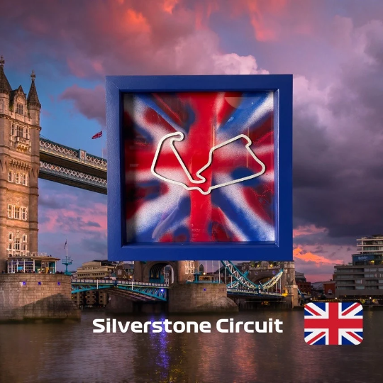 Silverstone Hand Painted Race Track 3D Laser Cut Wall Art in Square Frame - British Grand Prix